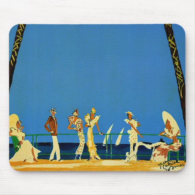 Vintage Cote D'Azur French Travel Mouse Pad (Front)