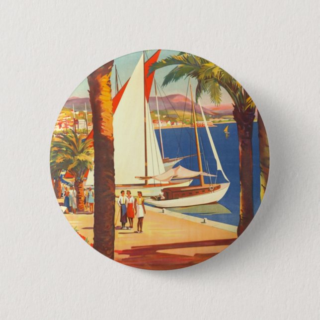 Vintage Cote D'Azur French Travel Pinback Button (Front)