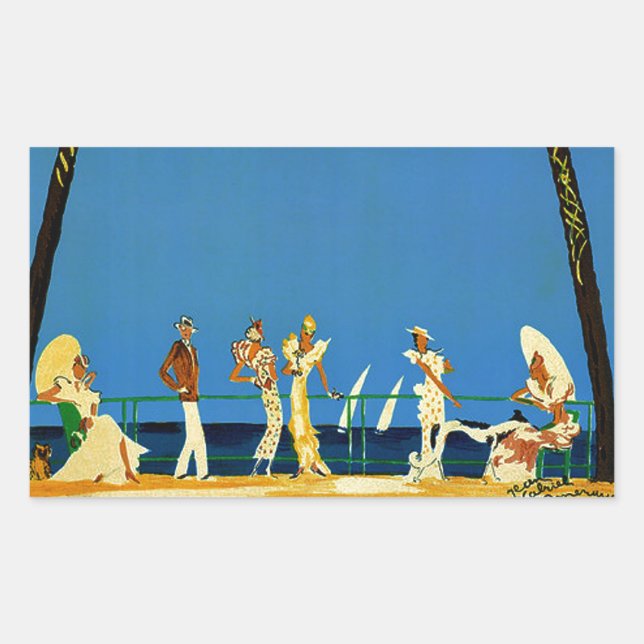 Vintage Cote D'Azur French Travel Rectangular Sticker (Front)
