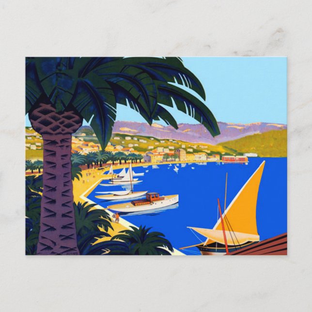 Vintage Cote D'Azur Illustration Travel Postcard (Front)