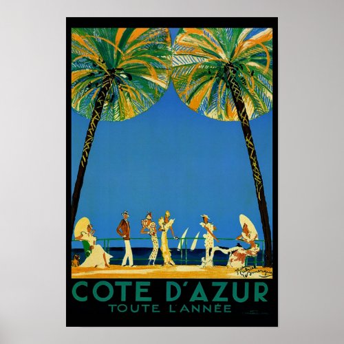 Vintage Cote DAzur Toute Lannee French Travel Poster