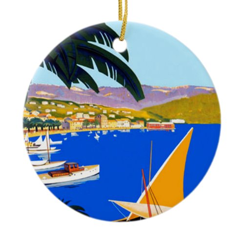 Vintage Cote D'Azur Travel Ceramic Ornament