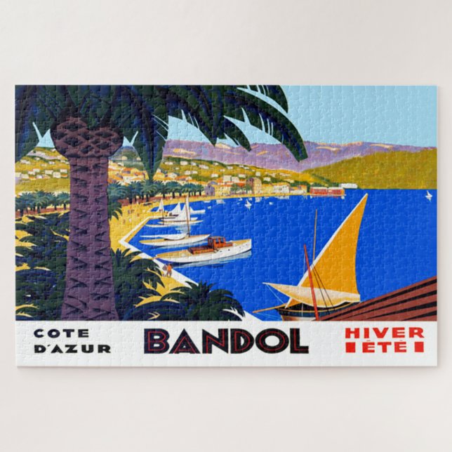 Vintage Cote D'Azur Travel Illustration Jigsaw Puzzle (Horizontal)