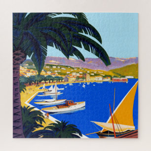 Vintage Cote D'Azur Travel Illustration Jigsaw Puzzle