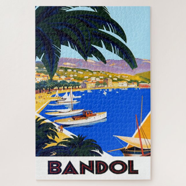 Vintage Cote D'Azur Travel Illustration Jigsaw Puzzle (Vertical)