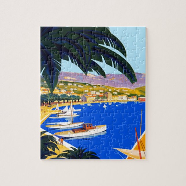 Vintage Cote D'Azur Travel Jigsaw Puzzle (Vertical)