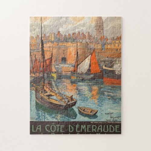 Vintage Cote dEmeraude Saint Malo Port Jigsaw Puzzle