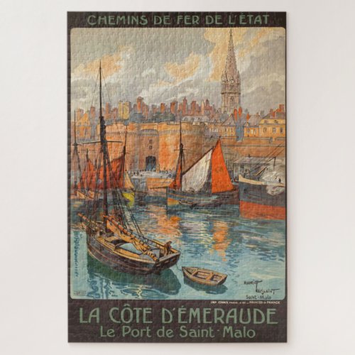 Vintage Cote dEmeraude Saint Malo Port Jigsaw Puzzle