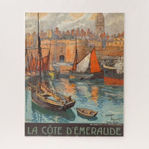 Vintage Cote dEmeraude Saint Malo Port Jigsaw Puzzle