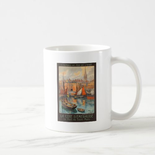 Vintage Cote dEmeraude Saint Malo Port Tourism Coffee Mug