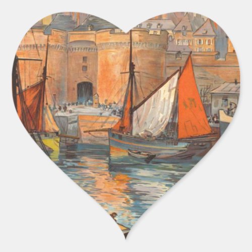 Vintage Cote dEmeraude Saint Malo Port Tourism Heart Sticker