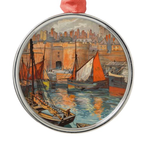 Vintage Cote d'Emeraude Saint Malo Port Tourism Metal Ornament