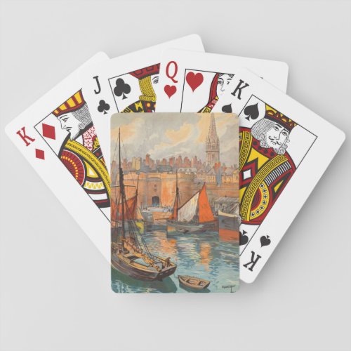 Vintage Cote dEmeraude Saint Malo Port Tourism Playing Cards
