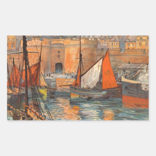 Vintage Cote dEmeraude Saint Malo Port Tourism Rectangular Sticker