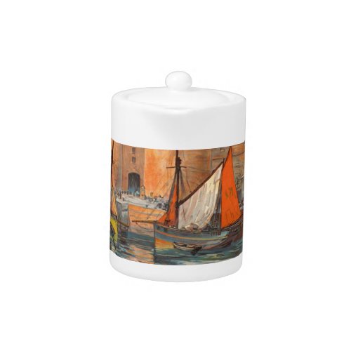 Vintage Cote dEmeraude Saint Malo Port Tourism Teapot