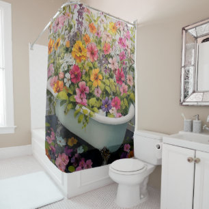 Vintage Cottage Botanical Farmhouse Shower Curtain