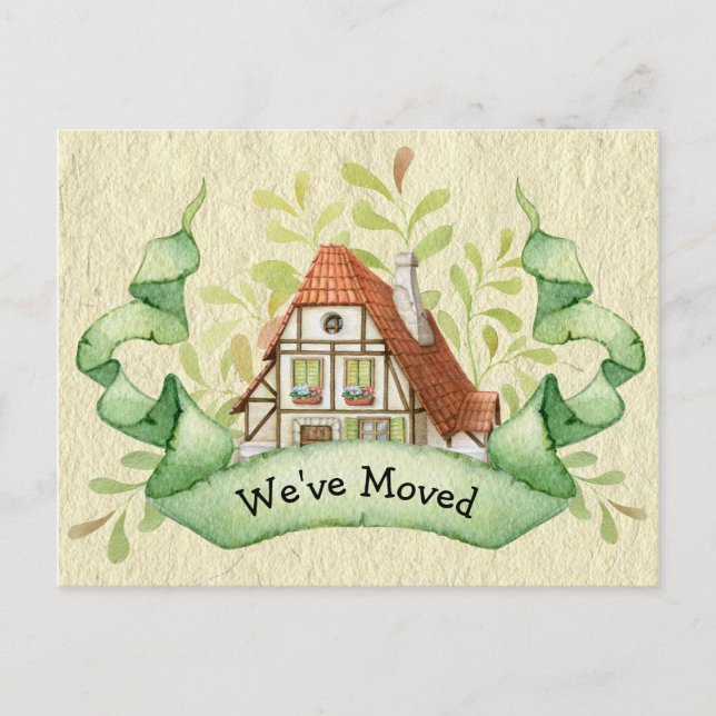 Vintage Cottage Change of Address Announcement Postcard (Front)
