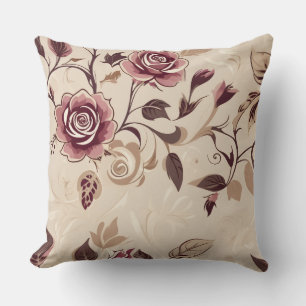 Vintage Cottage Floral Throw Pillow