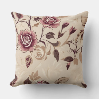 Vintage Cottage Floral Throw Pillow