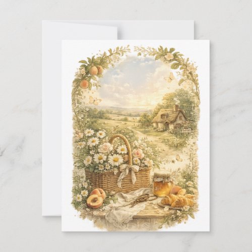 Vintage Cottage Garden Greeting Card | Rustic Flor