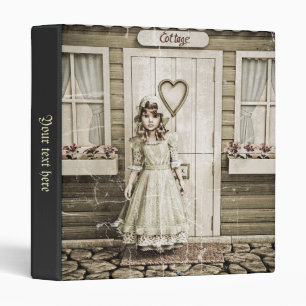 Vintage Cottage Girl Shabby Chic Art 3 Ring Binder