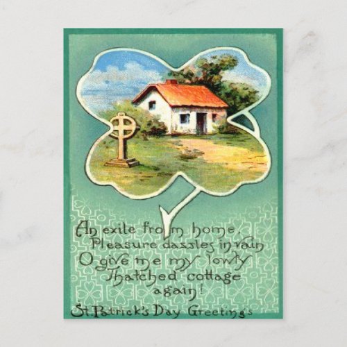 Vintage Cottage Irish Cross St Patricks Day Card
