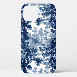 Vintage Cottage Landscape Toile-Blue & White iPhone 12 Case