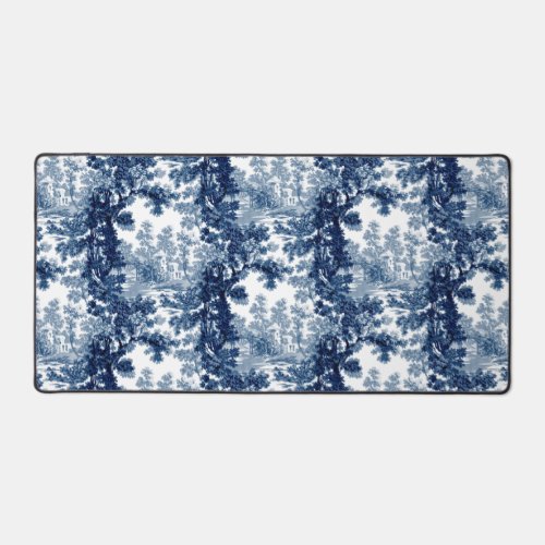 Vintage Cottage Landscape Toile_Blue  White Desk Mat