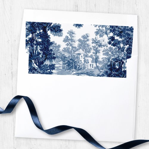Vintage Cottage Landscape Toile_Blue  White Envelope Liner
