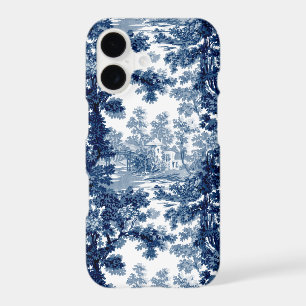Vintage Cottage Landscape Toile-Blue & White iPhone 17 Case