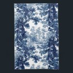 Vintage Cottage Landscape Toile-Blue & White Kitchen Towel<br><div class="desc">Classic vintage landscape toile de jouy pattern featuring rustic cottage and bridge in a clearing framed by a grove of trees in shades of light and dark blue on white background. Pattern is seamless and can be scaled up or down.</div>