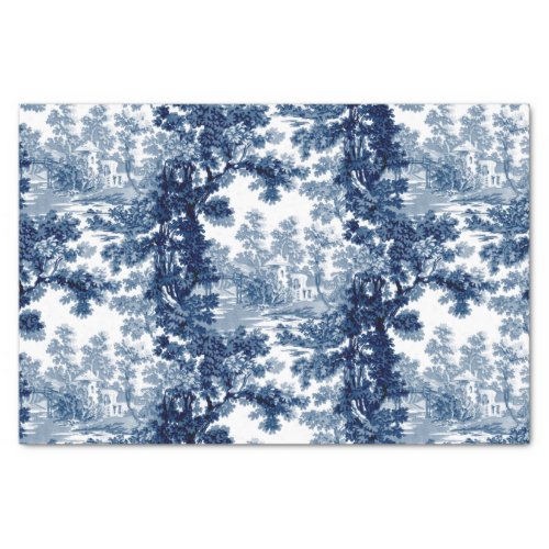 Vintage Cottage Landscape Toile_Blue  White Tissue Paper