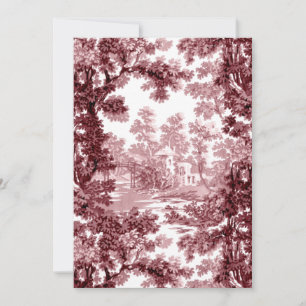 Vintage Cottage Landscape Toile-Pink & White Thank You Card