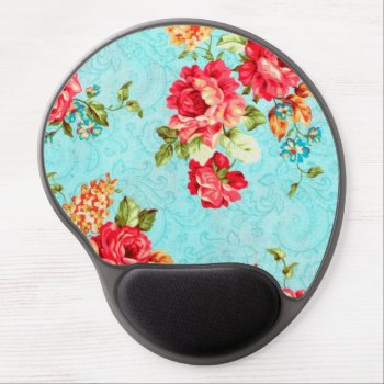 Vintage Cottage Red Rose Floral Gel Mouse Pad by celebrateitgifts at Zazzle