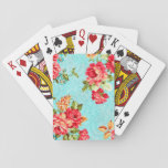 Vintage Cottage Red Rose Floral Playing Cards at Zazzle