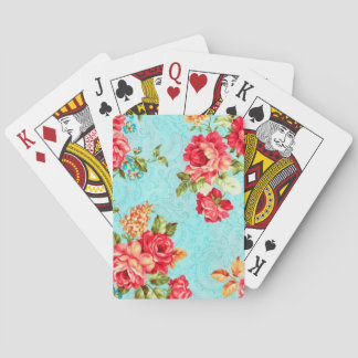 Vintage Cottage Red Rose Floral Poker Cards