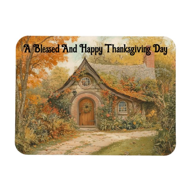 Vintage Cottage Thanksgiving Day Flexible  Magnet (Horizontal)