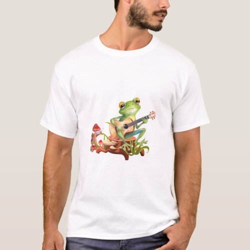 Vintage Cottagecore Aesthetic Frog Mushroom Playin T_Shirt