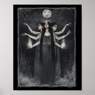 Vintage Cottagecore Aesthetic Witches Werewolves M Poster
