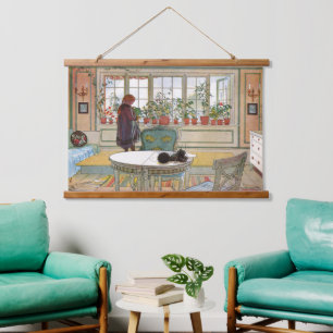 Vintage Cottagecore Botanical Window Flowers Hanging Tapestry