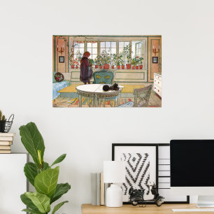 Vintage Cottagecore Botanical Window Flowers Poster