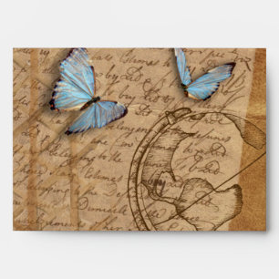 Vintage Cottagecore Butterfly Globe Envelope
