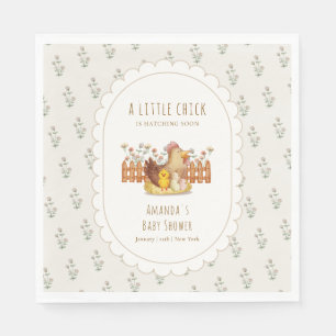 Vintage Cottagecore Chicken Floral Baby Shower Napkins