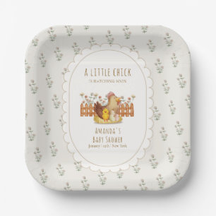 Vintage Cottagecore Chicken Floral Baby Shower Paper Plates