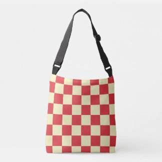 Vintage Cottagecore Cream Red Checkered  Crossbody Bag