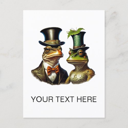 Vintage Cottagecore Cute Victorian Frog Couple Art Postcard