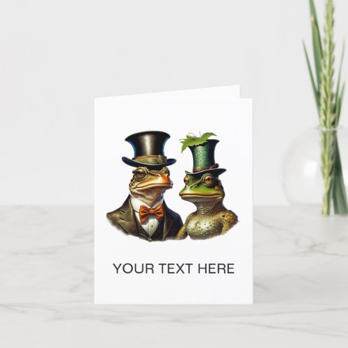 Vintage Cottagecore Cute Victorian Frog Couple Art Thank You Card