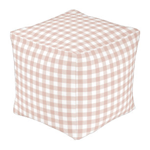 Vintage cottagecore Dusty Rose Gingham Pouf