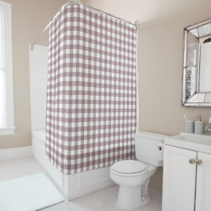 Vintage cottagecore Dusty Rose Gingham Shower Curtain