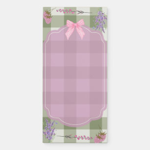 Vintage Cottagecore Floral Gingham Strawberries Magnetic Notepad